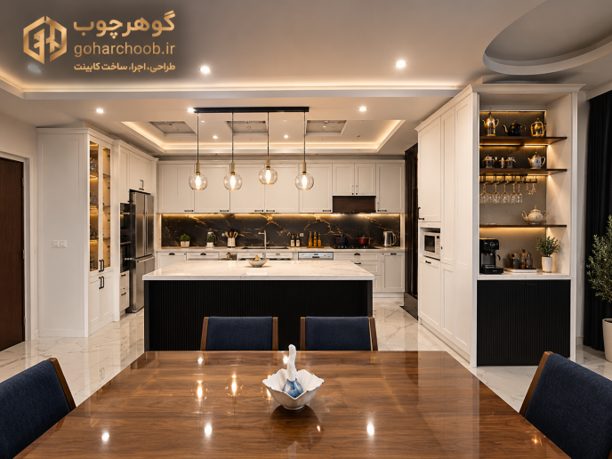 طراحی و اجرای کابینت آشپزخانه در تهران توسط گوهرچوب