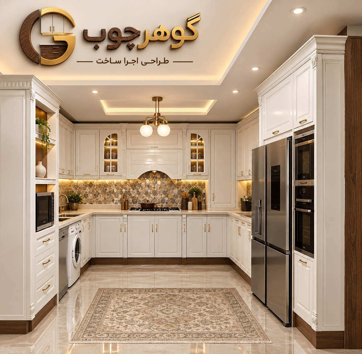 طراحی و اجرای کابینت رنگ پلی ارتان سعادت اباد توسط گوهرچوب